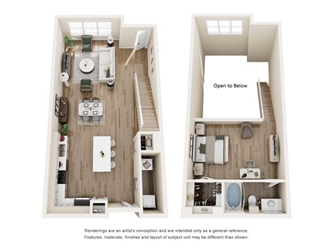 Floor plan for 1 bed, 1 bath, 905 sqft